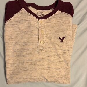 Heritage Men’s Maroon and Beige Button Down Shirt